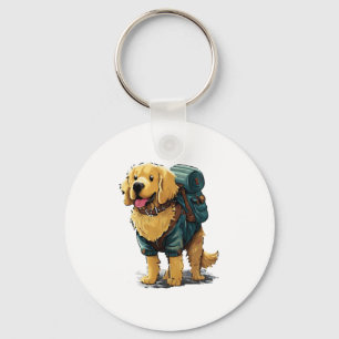 Golden Retriever Hiking and Camping Nyckelring