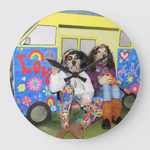 Golden Retriever Hippie Buss Stor Klocka