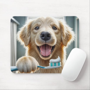 Golden Retriever Holding en tandborste Musmatta