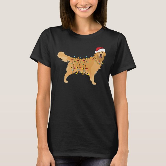 Golden Retriever Holiday Christmas Light 454 T Shirt (Framsida)