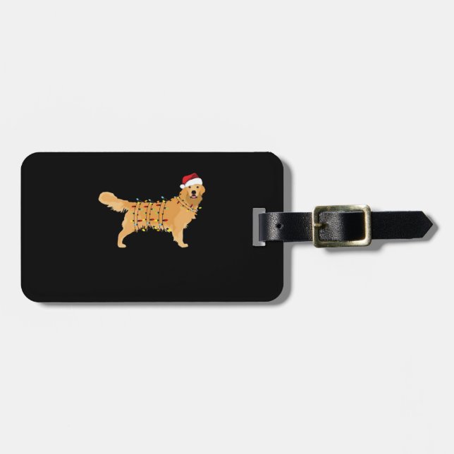 Golden Retriever Holiday Christmas Light Essential Bagagebricka (Horisontell Framsida)