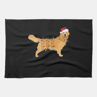 Golden Retriever Holiday Christmas Light Essential Kökshandduk