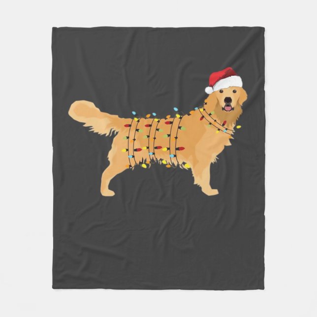 Golden Retriever Holiday Julbelysning Viktig Fleecefilt (Framsidan)
