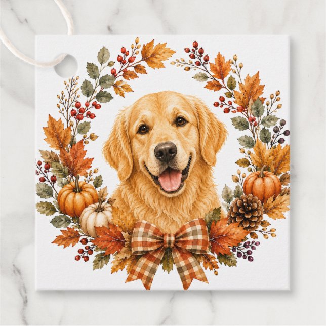 Golden Retriever Höst Gåvor Etiketter (Framsida)