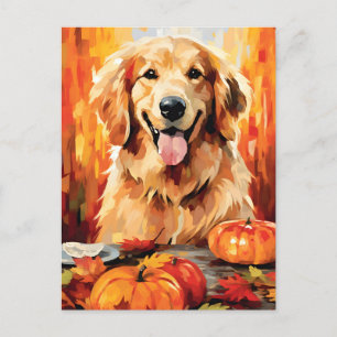 Golden Retriever Höst Thanksgiving Vykort