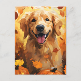 Golden Retriever Höst Thanksgiving  Vykort