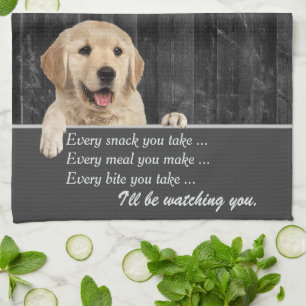 Golden Retriever Humor på Barn Wood Kökshandduk