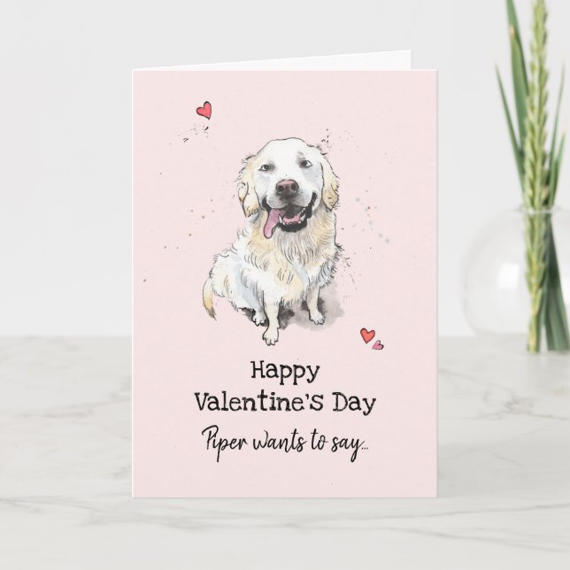 Golden Retriever hund Alla hjärtans dag Hälsning Kort (Framsida)