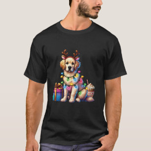 Golden Retriever Hund älskare Reindeer Antlers Jes T Shirt
