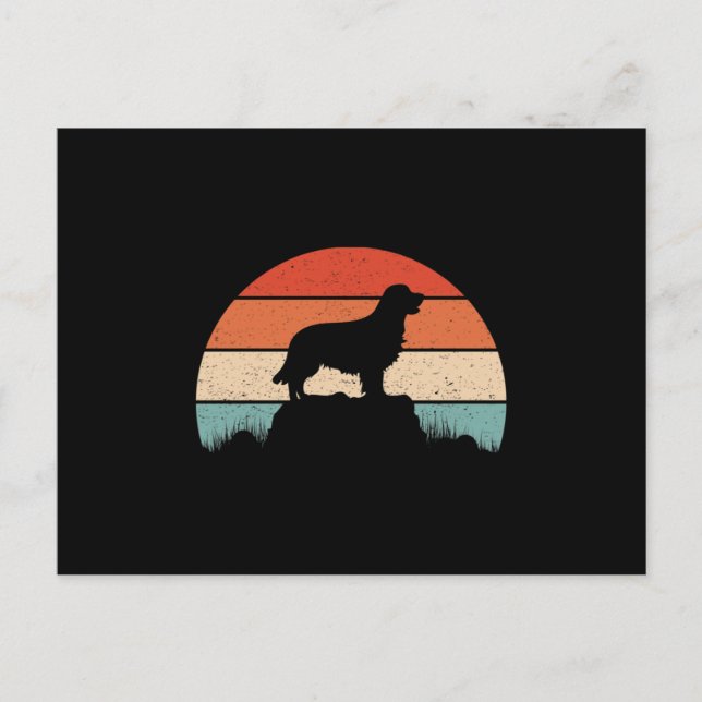 Golden Retriever Hund älskare Retro Sunset Meddelande Vykort (Framsida)