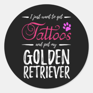 Golden Retriever Hund älskare Tattoo Shirt Rolig h Runt Klistermärke