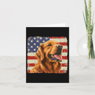 Golden Retriever Hund Amerika Flagga Tröja Oberoen Kort