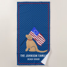 Golden Retriever Hund Amerikansk Flagga Badhandduk