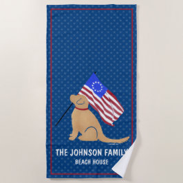 Golden Retriever Hund Amerikansk Flagga Badhandduk