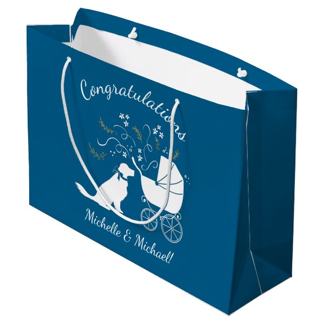 Golden Retriever Hund Baby Shower Blue Boy (Baksidan Vinklad)