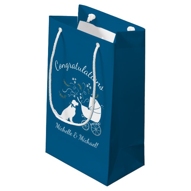 Golden Retriever Hund Baby Shower Blue Boy (Baksidan Vinklad)