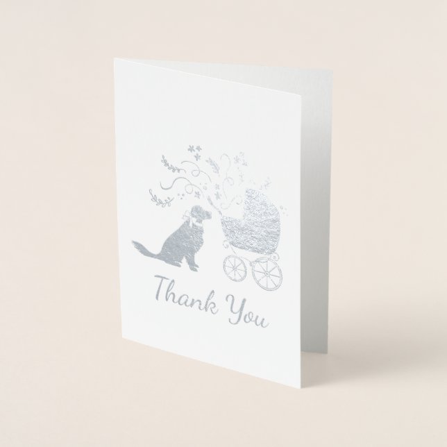 Golden Retriever Hund Baby Shower Blue Boy Folierat Kort (Framsida)