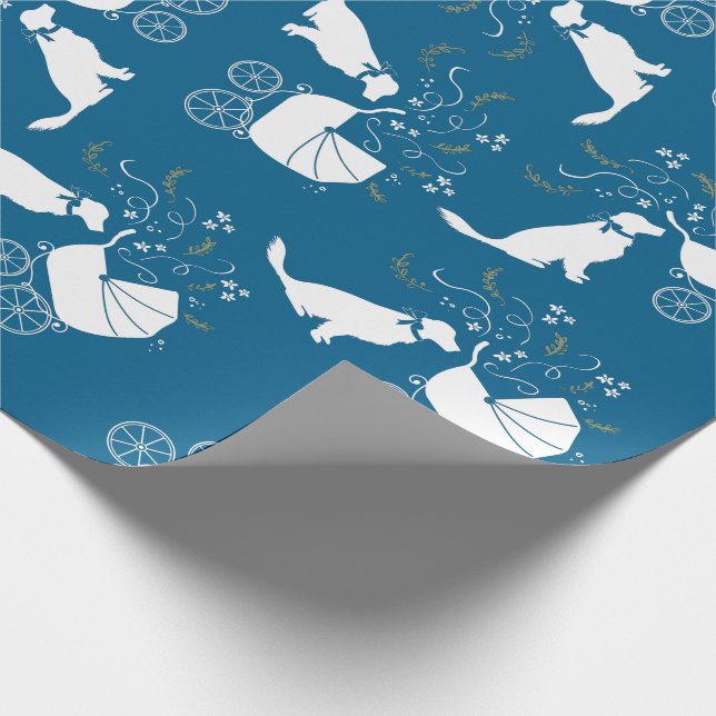 Golden Retriever Hund Baby Shower Blue Boy Presentpapper (Hörn)