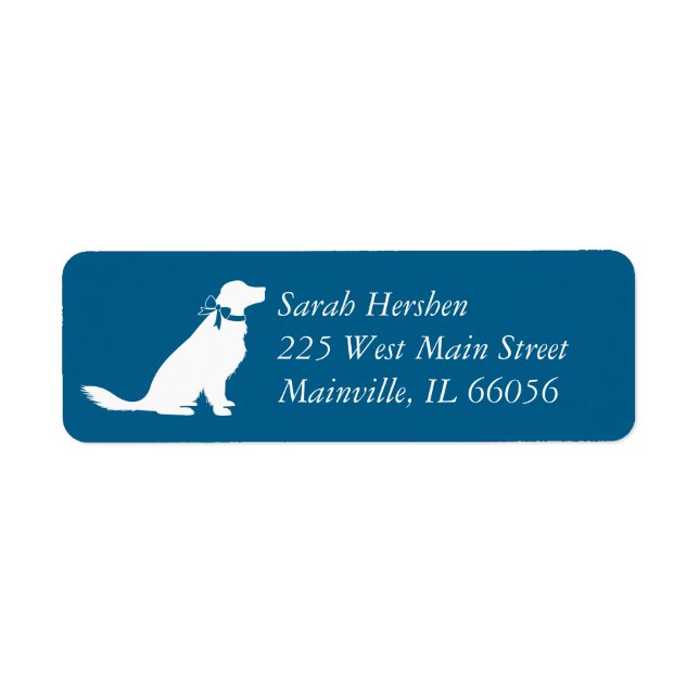 Golden Retriever Hund Baby Shower Blue Boy Returadress Etikett (Framsidan)