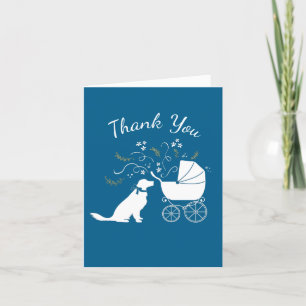 Golden Retriever Hund Baby Shower Blue Boy Tack Kort