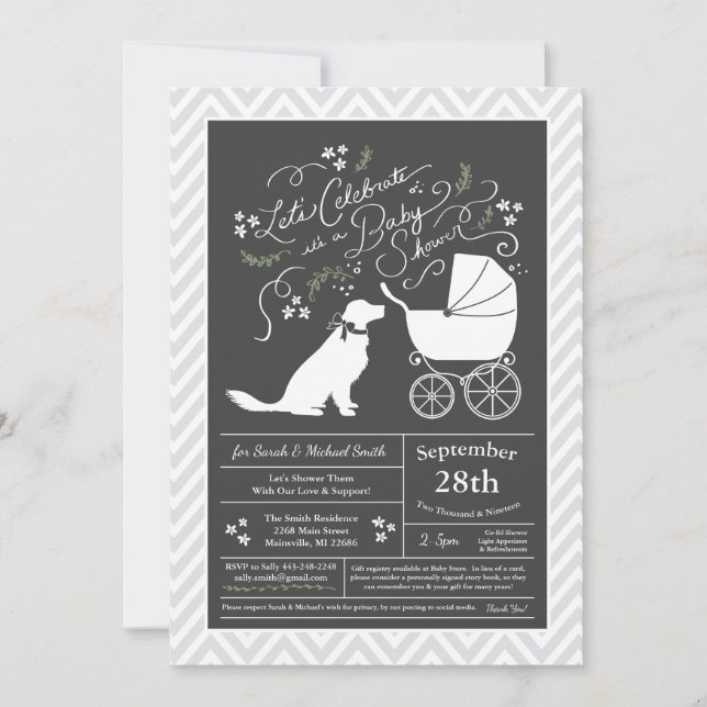 Golden Retriever Hund Baby Shower Gender Neutral Inbjudningar (Framsida)