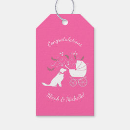 Golden Retriever Hund Baby Shower Rosa Girl Presentetikett