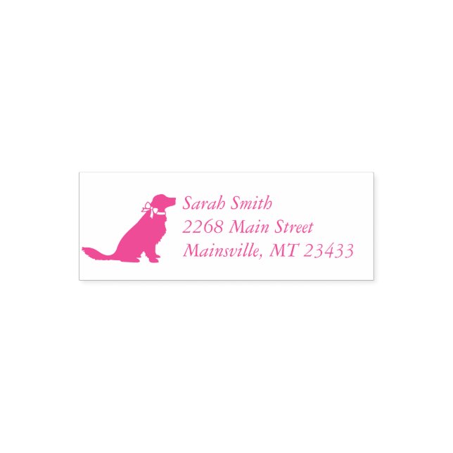 Golden Retriever Hund Baby Shower Rosa Girl Självfärgande Stämpel (Design)