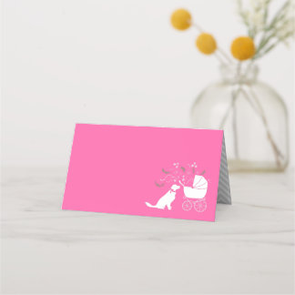 Golden Retriever Hund Baby Shower Rosa Placeringskort