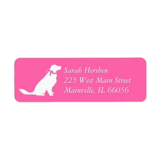 Golden Retriever Hund Baby Shower Rosa Returadress Etikett (Framsidan)