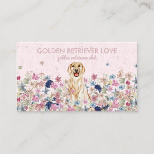 Golden Retriever Hund Blommig Redigerbar Visitkort