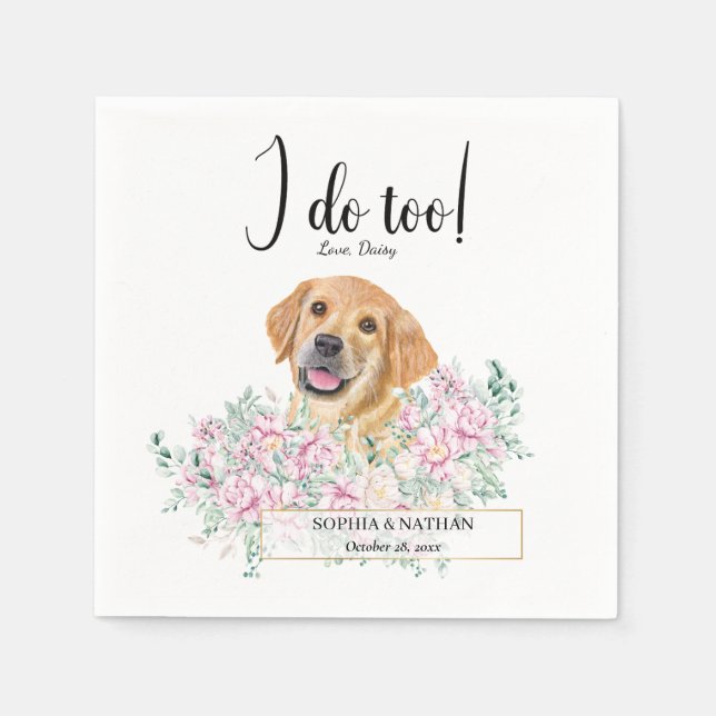 Golden Retriever Hund Bröllop Cocktail Napkins Pappersservett (Framsidan)