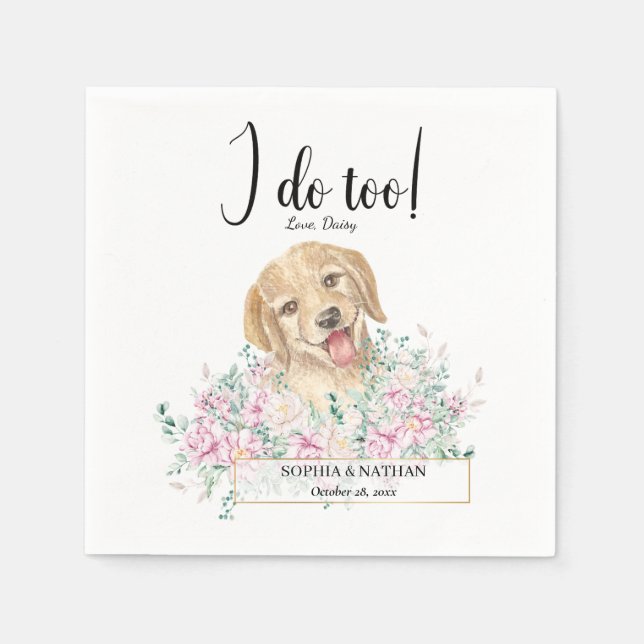Golden Retriever Hund Bröllop Cocktail Napkins Pappersservett (Framsidan)