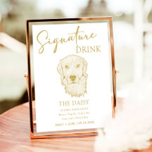 Golden Retriever Hund Bröllop Namnteckning Drink-t