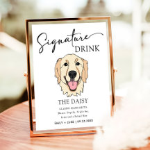 Golden Retriever Hund Bröllop Namnteckning Drink-t