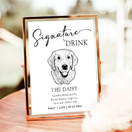 Golden Retriever Hund Bröllop Namnteckning Drink-t Poster