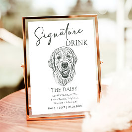 Golden Retriever Hund Bröllop Namnteckning Drink-t Poster