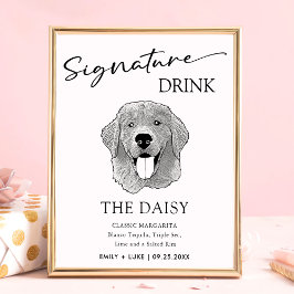 Golden Retriever Hund Bröllop Namnteckning Drink-t Poster