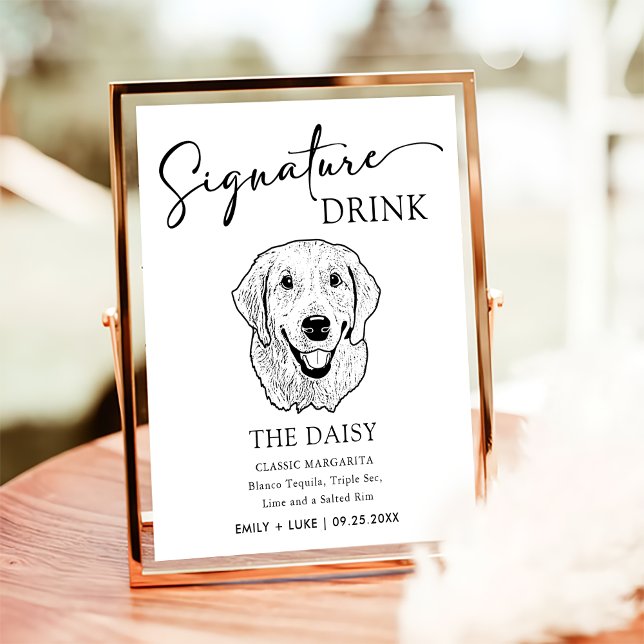 Golden Retriever Hund Bröllop Namnteckning Drink-t Poster (Skapare uppladdad)