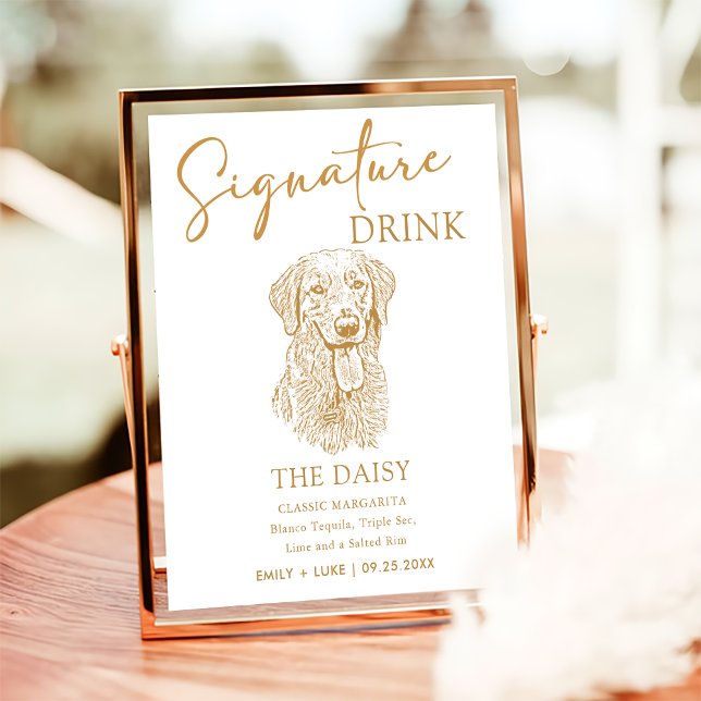 Golden Retriever Hund Bröllop Namnteckning Drink-t Poster (Skapare uppladdad)