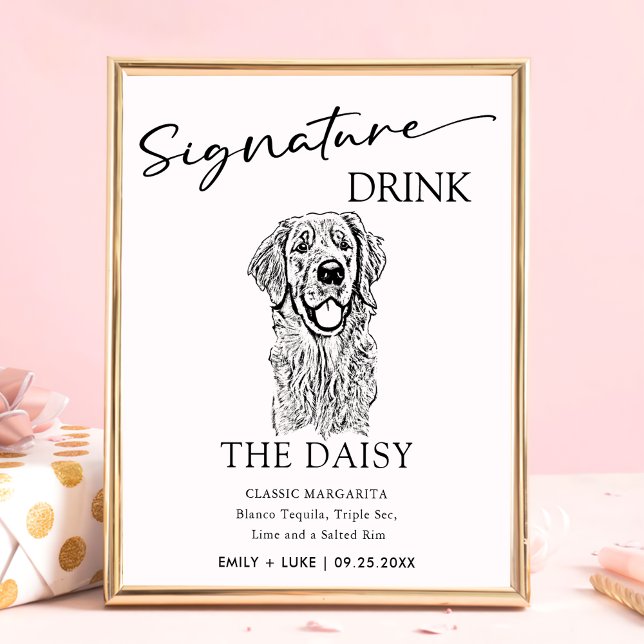 Golden Retriever Hund Bröllop Namnteckning Drink-t Poster (Skapare uppladdad)