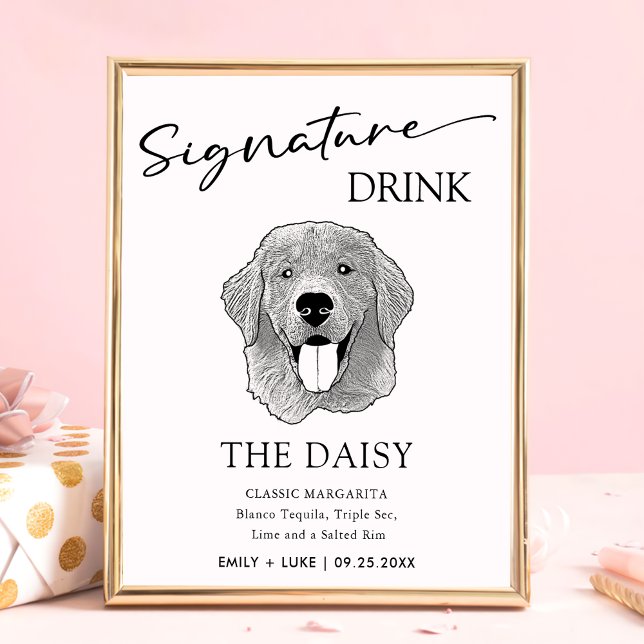 Golden Retriever Hund Bröllop Namnteckning Drink-t Poster (Skapare uppladdad)