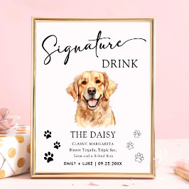 Golden Retriever Hund Bröllop Signaturdryck Skylt