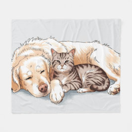 Golden Retriever Hund Cat Fleece Blanket Kärlek