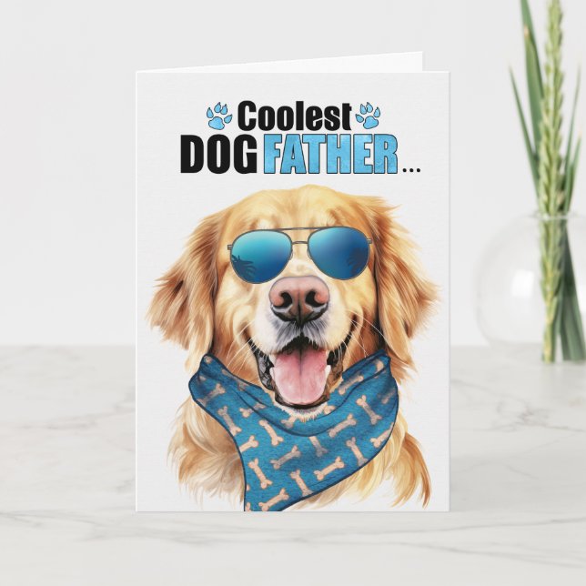 Golden Retriever Hund Coolest Pappa Fars dag Helgkort (Framsida)