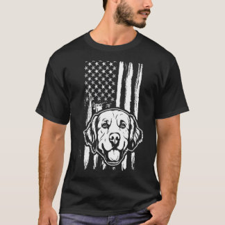 Golden Retriever Hund Cute American Flagga USA Pup T Shirt