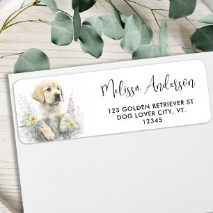 Golden Retriever Hund Cute Puppy Returadress Etikett