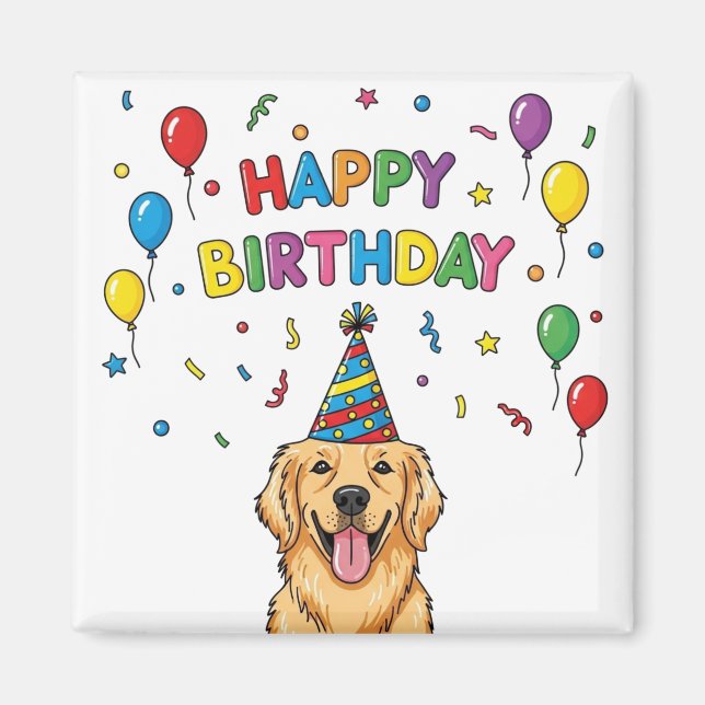 Golden Retriever Hund Doodle Grattis på födelsedag Magnet (Framsidan)