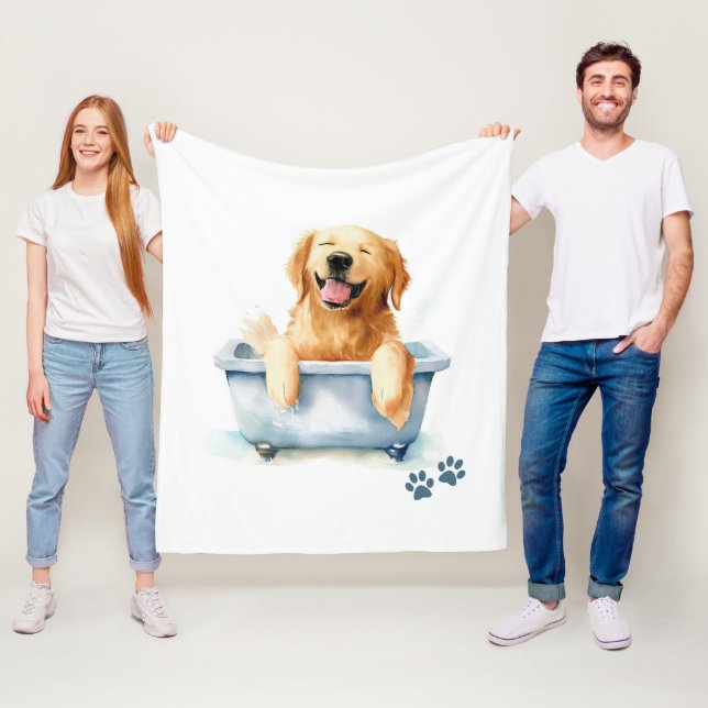 Golden Retriever Hund Fleecefilt (På plats)