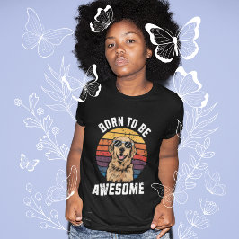 Golden Retriever Hund Född Till Awesome Retro Soln T Shirt