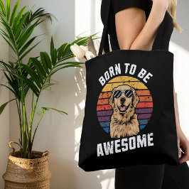 Golden Retriever Hund Född Till Awesome Retro Soln Tygkasse